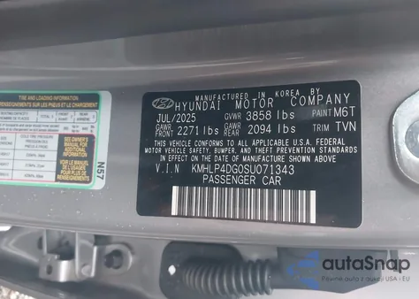 2025 Hyundai Elantra Limited z USA, uszkodzony, nr VIN KMHLP4DG0SU071343